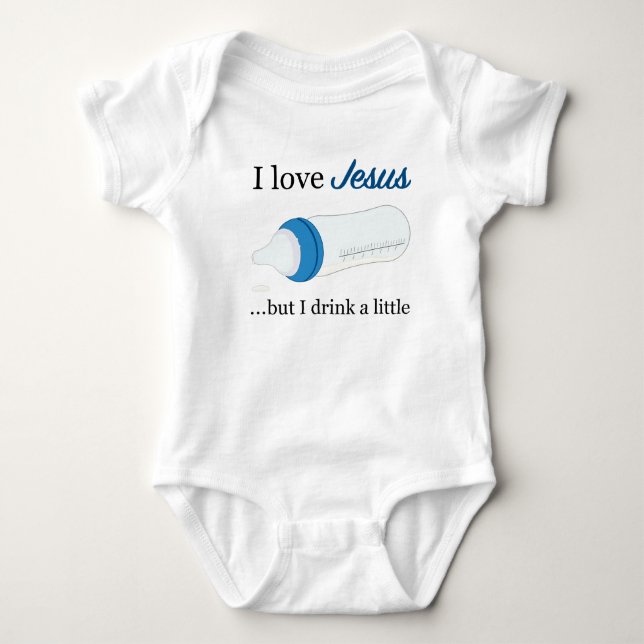 I Liebe Jesus, aber ich trinken ein wenig. (Blau) Baby Strampler (Vorderseite)