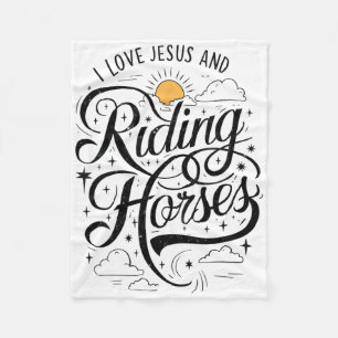 I Liebe Jesus and Riding Pferde Pferde Girls Wom Fleecedecke