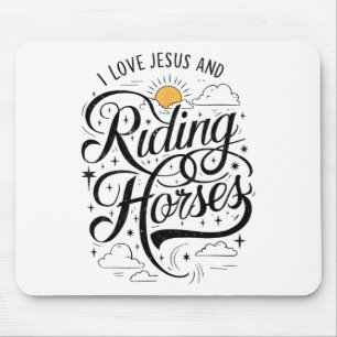 I Liebe Jesus and Riding Pferde Pferde Girls Wom Mousepad