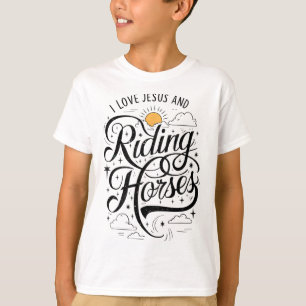 I Liebe Jesus and Riding Pferde Pferde Girls Wom T-Shirt