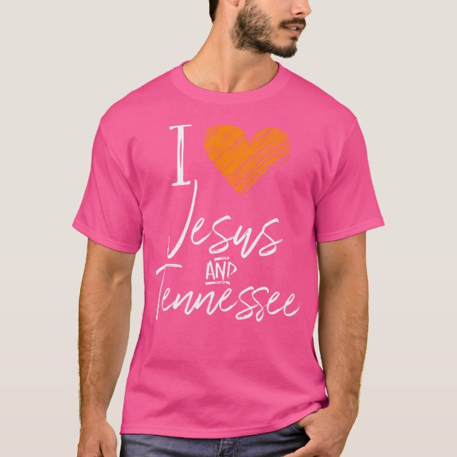 I Liebe Jesus and Tennessee Orange Herz Niedlich F T-Shirt (Vorderseite)