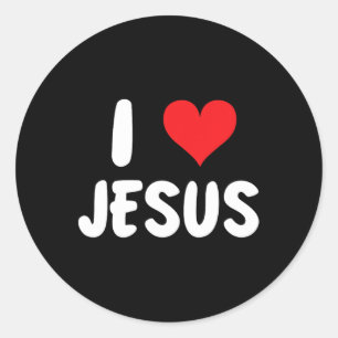 I Liebe Jesus - Herz - Name Runder Aufkleber