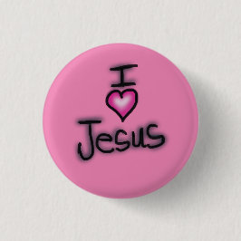 I Liebe Jesus ich höre Jesus Rosa Button