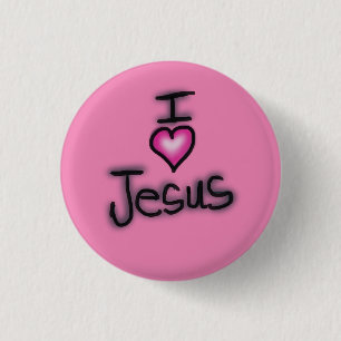 I Liebe Jesus ich höre Jesus Rosa Button