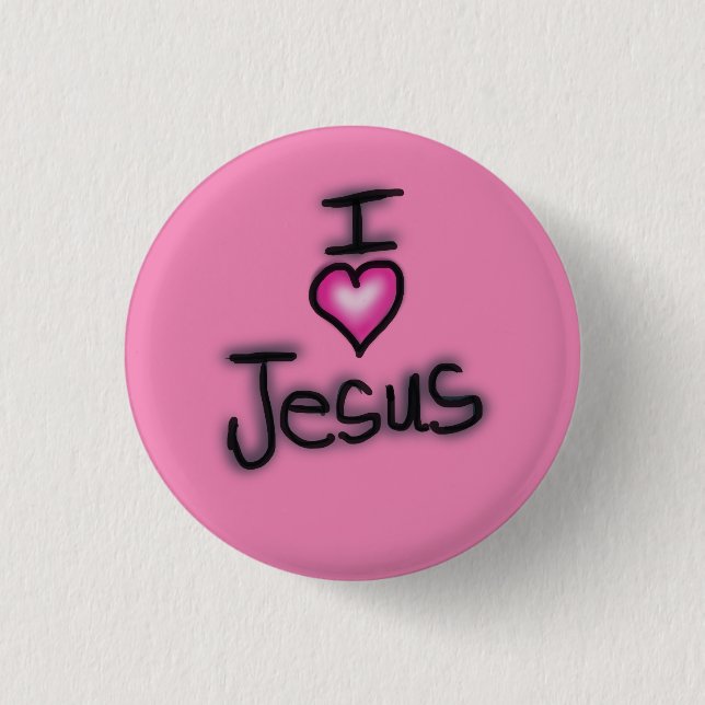 I Liebe Jesus ich höre Jesus Rosa Button (Vorderseite)
