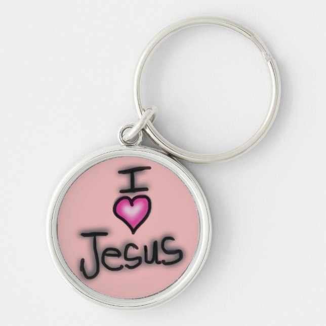 I Liebe Jesus ich höre Jesus Rosa Schlüsselanhänger (Vorne)