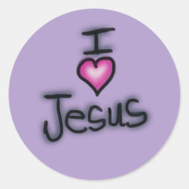 I Liebe Jesus Rosa Herz Runder Aufkleber