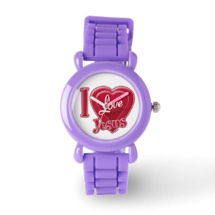 I Liebe Jesus Rotes Herz Armbanduhr