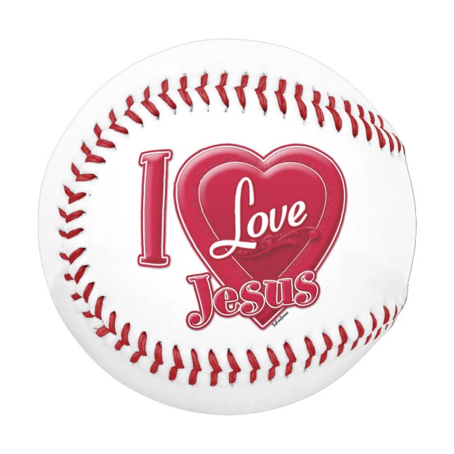 I Liebe Jesus Rotes Herz Baseball (Vorderseite Links)