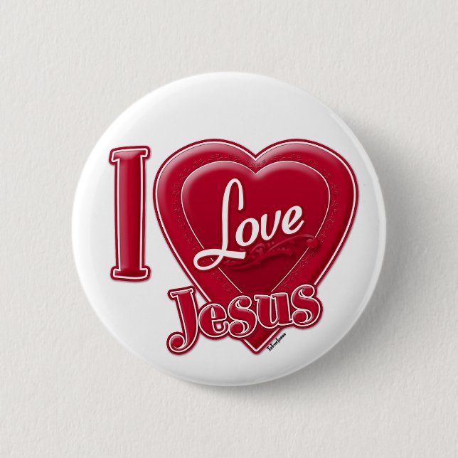 I Liebe Jesus Rotes Herz Button (Vorderseite)