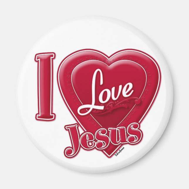 I Liebe Jesus Rotes Herz Magnet (Vorne)