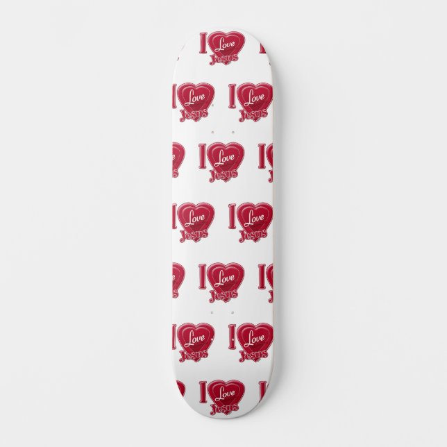 I Liebe Jesus Rotes Herz Skateboard (Vorderseite)