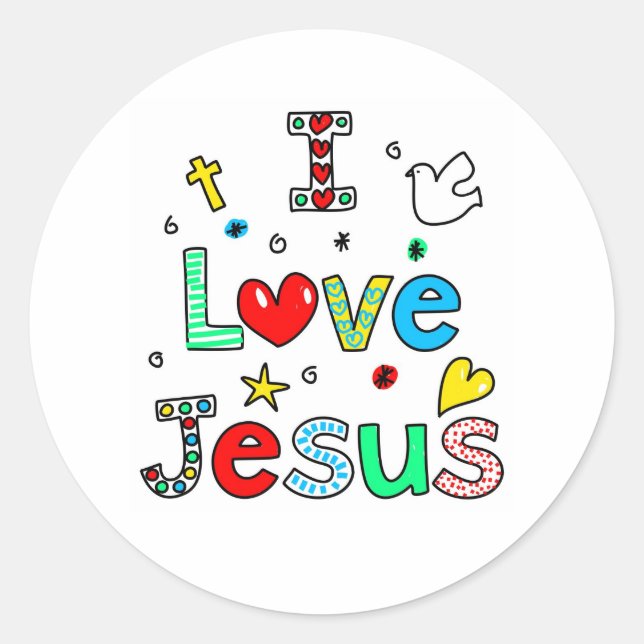 I Liebe Jesus Runder Aufkleber (Vorderseite)