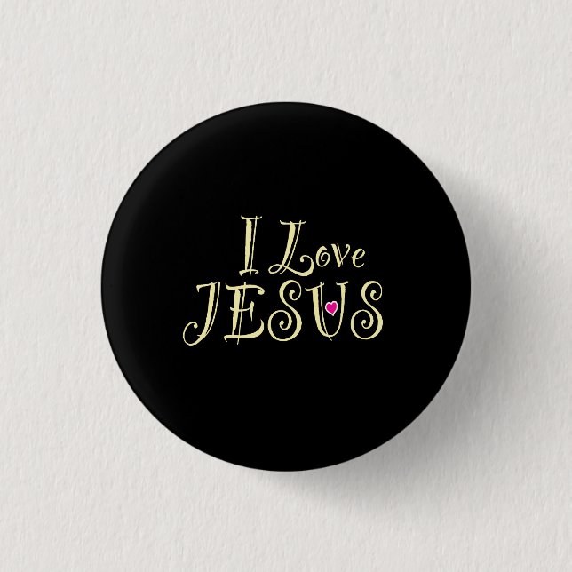 "I Liebe Jesus" schwarz Button (Vorderseite)
