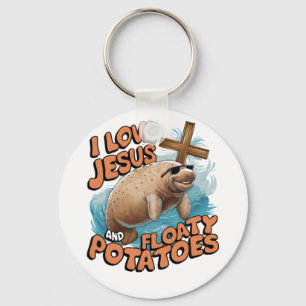 I Liebe Jesus und Floaty Potato ManateSea Kühe Schlüsselanhänger