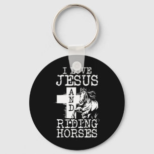 I Liebe Jesus und Reitpferde Pferdeschlitten Schlüsselanhänger