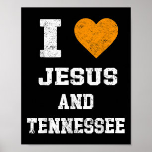 I Liebe Jesus und Tennessee Shirt Orange Herz Nied Poster