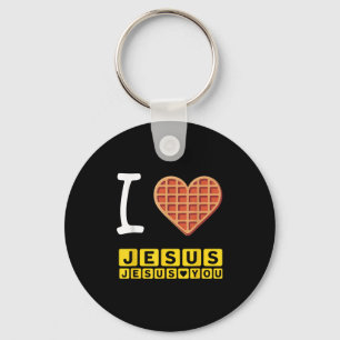 I Liebe Jesus Waffle Herzlich Funny Christliches F Schlüsselanhänger