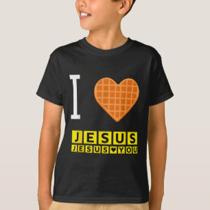 I Liebe Jesus Waffle Herzlich Funny Christliches F T-Shirt