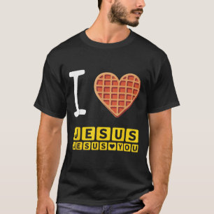 I Liebe Jesus Waffle Herzlich Funny Christliches F T-Shirt