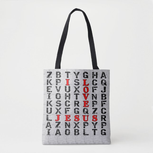 I Liebe Jesus Word Suche Christliche Drucktasche Tasche (Vorderseite)