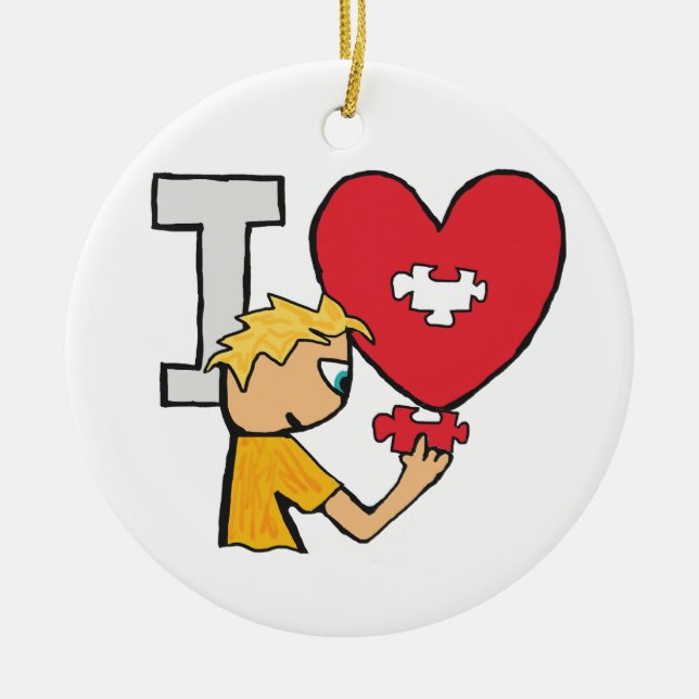I Liebe Jigsaw Puzzles Keramik Ornament (Vorne)