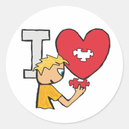 I Liebe Jigsaw Puzzles Runder Aufkleber