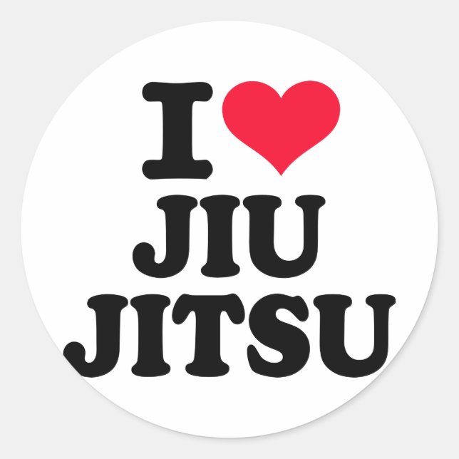 I Liebe Jiu Jitsu Runder Aufkleber (Vorderseite)