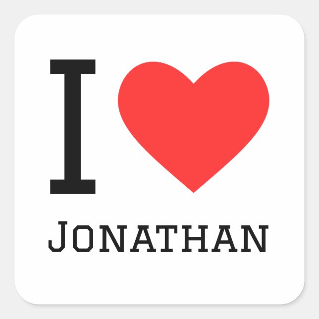 I Liebe jonathan Quadratischer Aufkleber (Vorderseite)