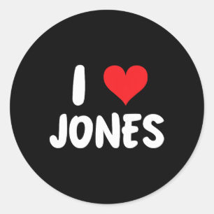 I Liebe Jones - Herz - Name Runder Aufkleber