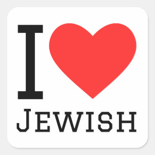 I Liebe Jüdisch Quadratischer Aufkleber