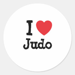 I Liebe Judo heart custom personalisiert Runder Aufkleber