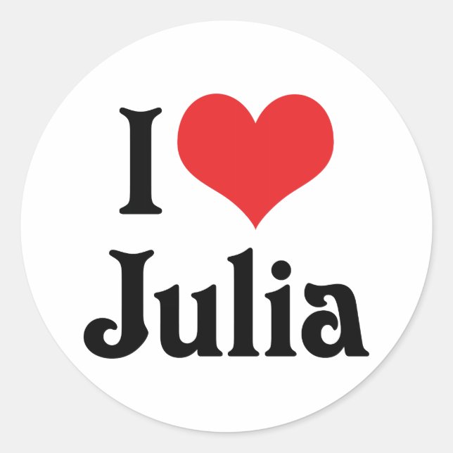 I Liebe Julia Runder Aufkleber (Vorderseite)