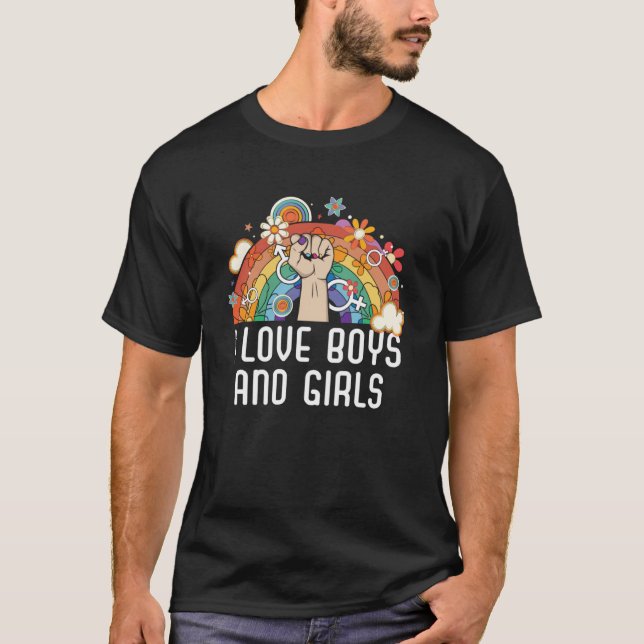 I Liebe Jungen und Mädchen Bisexueller Stolz Bisex T-Shirt (Vorderseite)
