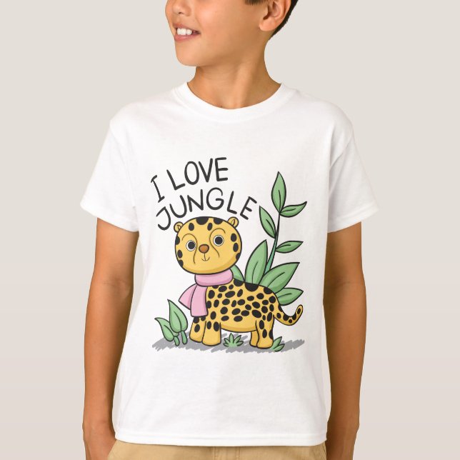 I Liebe Jungle Leopard Funny Niedlich T-Shirt (Vorderseite)