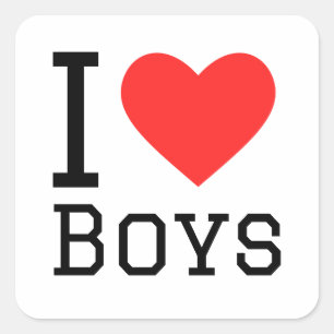 I Liebe Jungs Quadratischer Aufkleber
