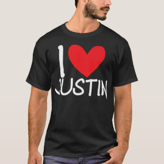 I Liebe Justin Name Personalisiert Men Typ BESTE F T-Shirt