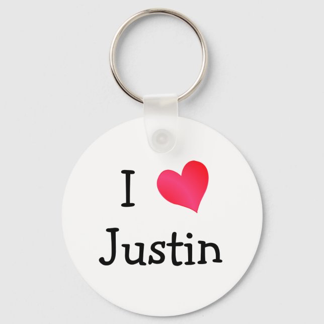 I Liebe Justin Schlüsselanhänger (Vorderseite)