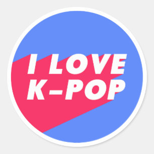 I Liebe K-Pop Blue Pink Circle Design Runder Aufkleber