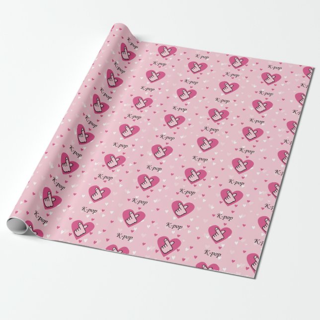 I Liebe K-Pop Pink Finger Heart Geschenkpapier (Ungerollt)