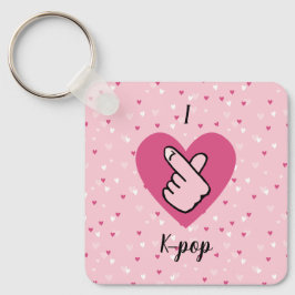 I Liebe K-Pop Pink Finger Herz rosa Schwarz Schlüsselanhänger