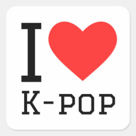 I Liebe k-Pop Quadratischer Aufkleber