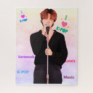 "I Liebe K-Pop" Sängerin mit Musiknoten Puzzle