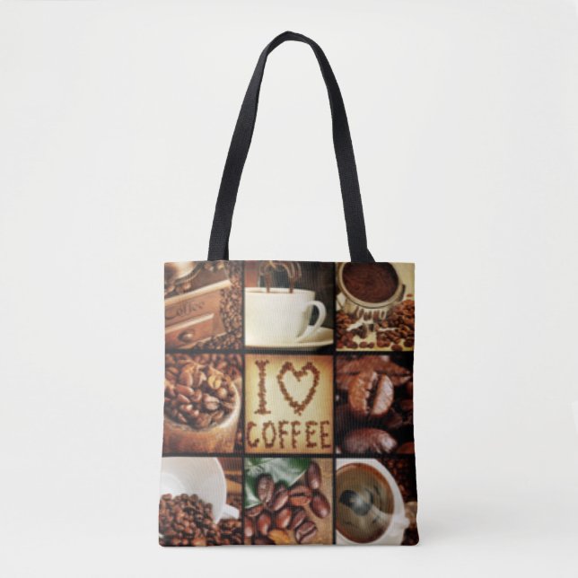 I Liebe-Kaffee-Collage Tasche (Vorderseite)