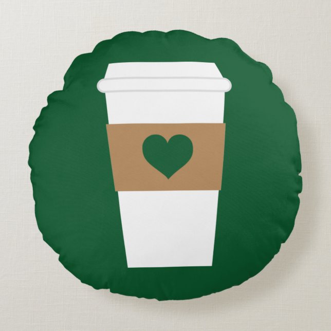 I Liebe Kaffee erhältlich Kaffee Cup Rundes Kissen (Vorderseite)
