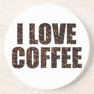 I Liebe Kaffee in geröstete Kaffeebohnen Schrifta Getränkeuntersetzer