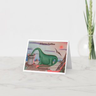 I LIEBE KAFFEE JAVASAURUS GREETING CARD DANKESKARTE