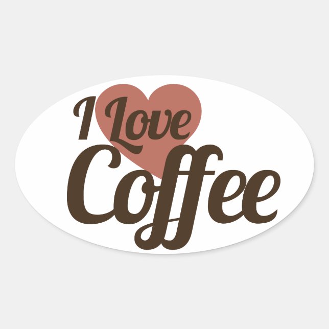 I Liebe Kaffee Ovaler Aufkleber (Vorderseite)