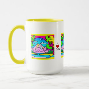I Liebe Kaffee-psychedelischer Berg, Bach & Bäume Tasse