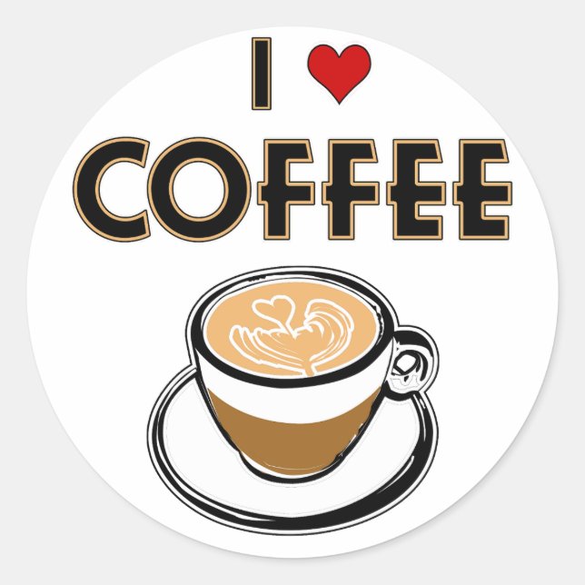 I Liebe Kaffee Runder Aufkleber (Vorderseite)